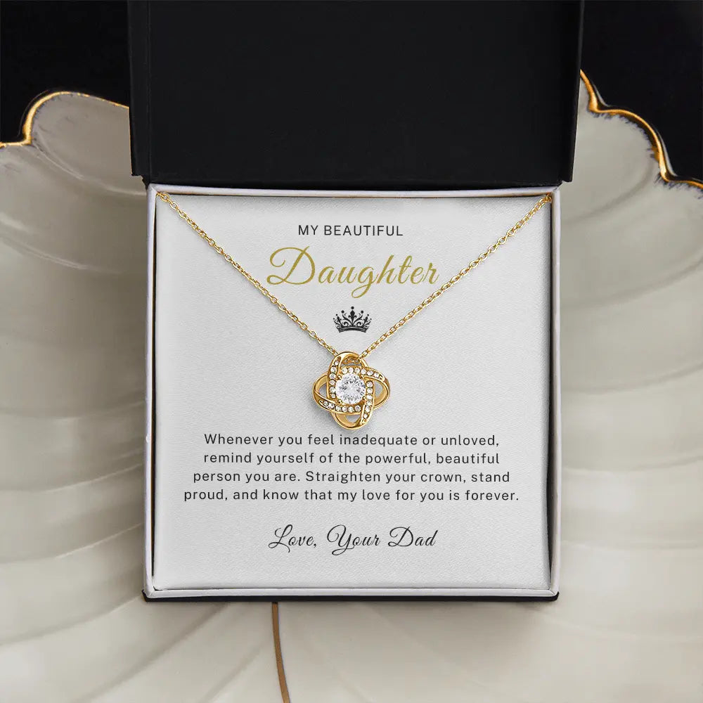 To My Daughter - Powerful Beautiful - Love Knot Necklace ShineOn Fulfillment