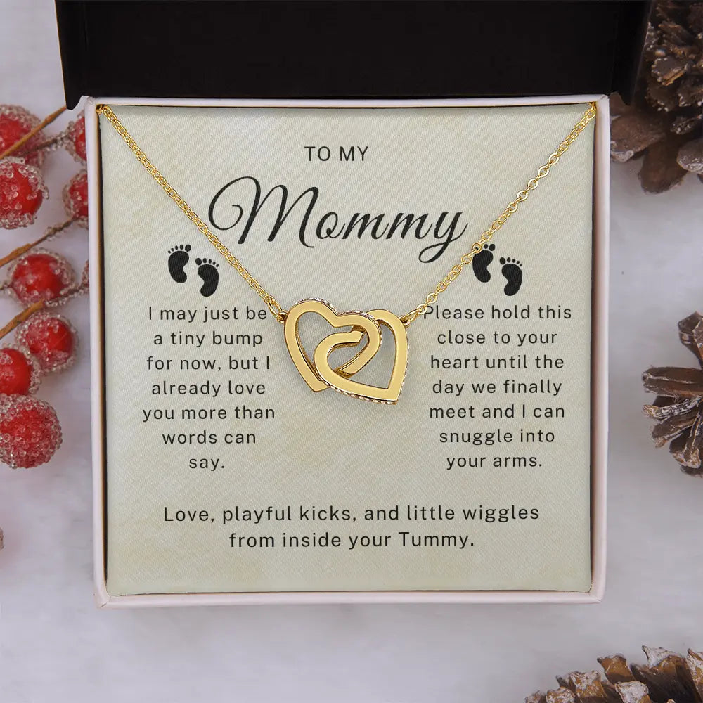 To My Mother - Baby Bump - Interlocking Hearts Necklace ShineOn Fulfillment