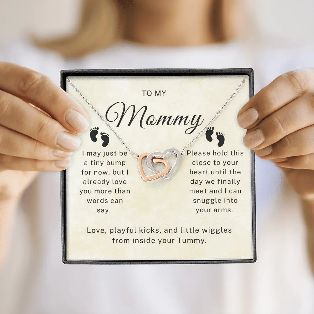 To My Mother - Baby Bump - Interlocking Hearts Necklace ShineOn Fulfillment