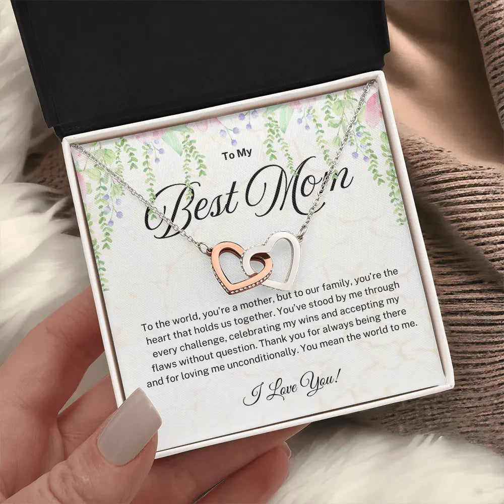 To My Mother - Best Mom - Interlocking Hearts Necklace ShineOn Fulfillment