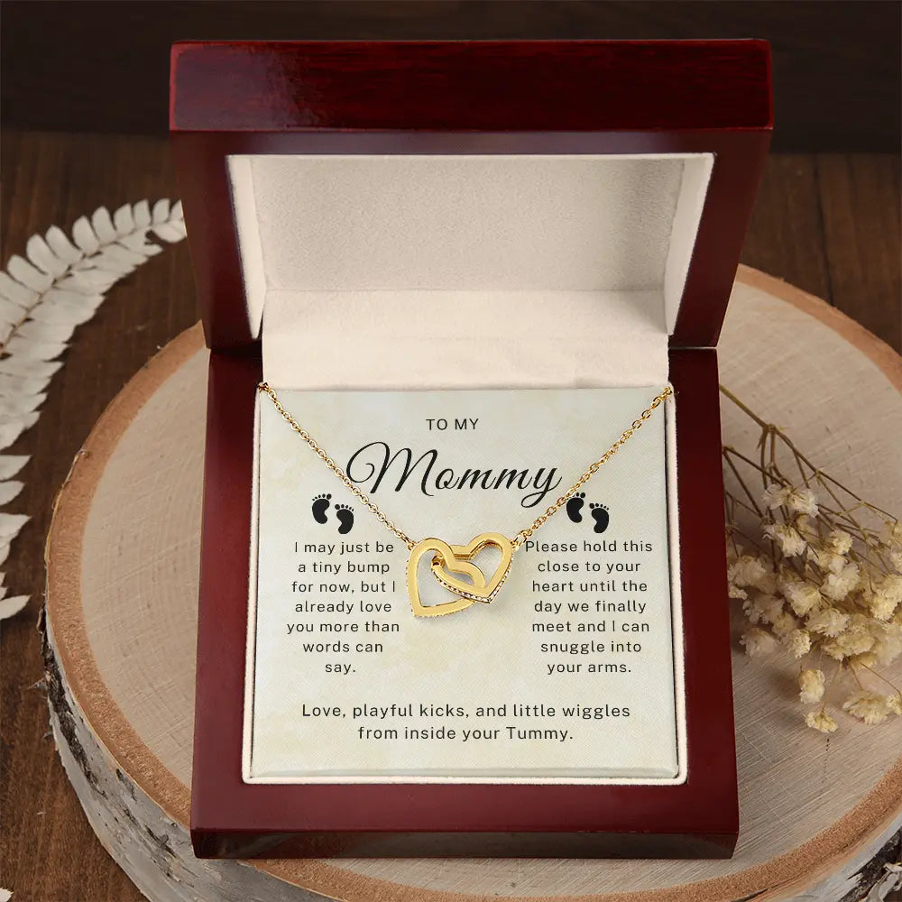 To My Mother - Baby Bump - Interlocking Hearts Necklace ShineOn Fulfillment