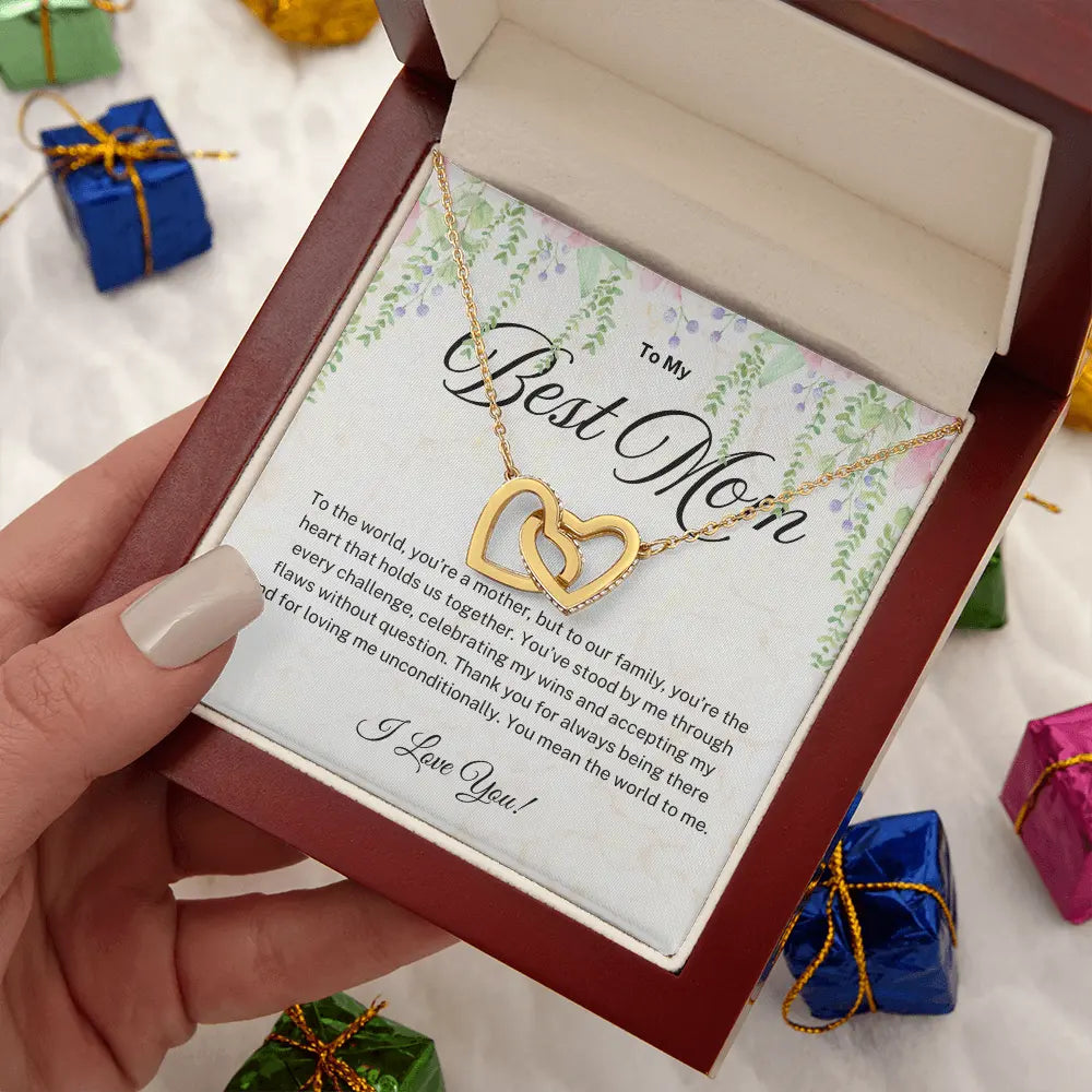 To My Mother - Best Mom - Interlocking Hearts Necklace ShineOn Fulfillment