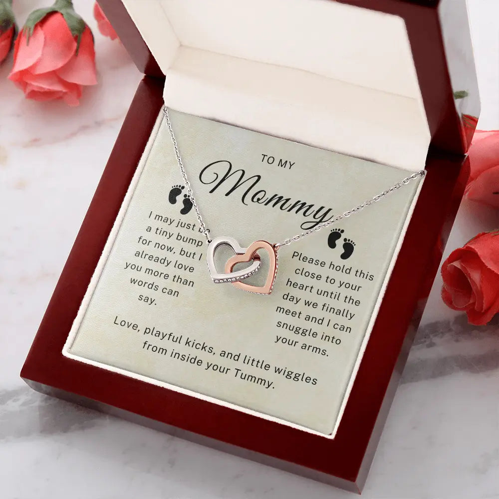 To My Mother - Baby Bump - Interlocking Hearts Necklace ShineOn Fulfillment