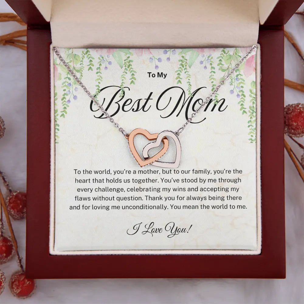 To My Mother - Best Mom - Interlocking Hearts Necklace ShineOn Fulfillment